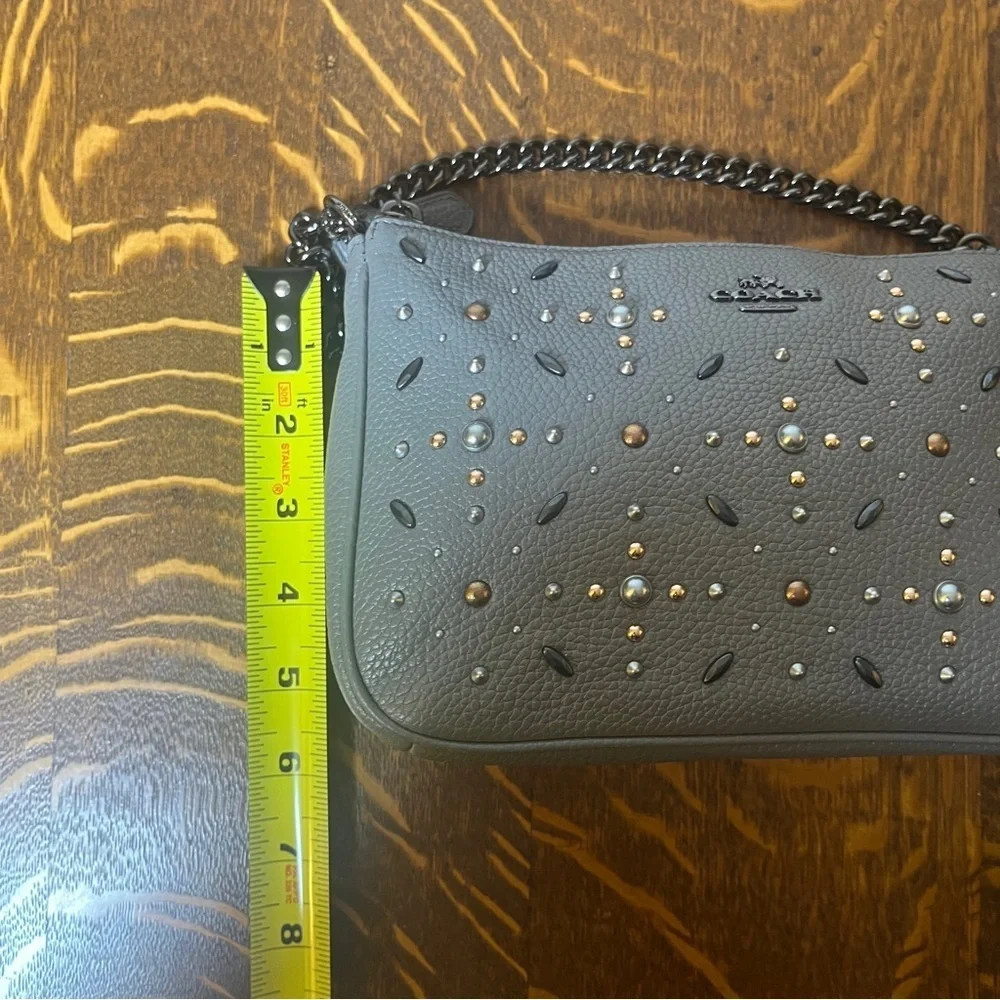 Coach Nolita 22 Gray Beaded/Studded Demi Shoulder Bag